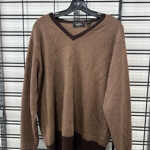 Neiman Marcus Brown V-Neck Sweater